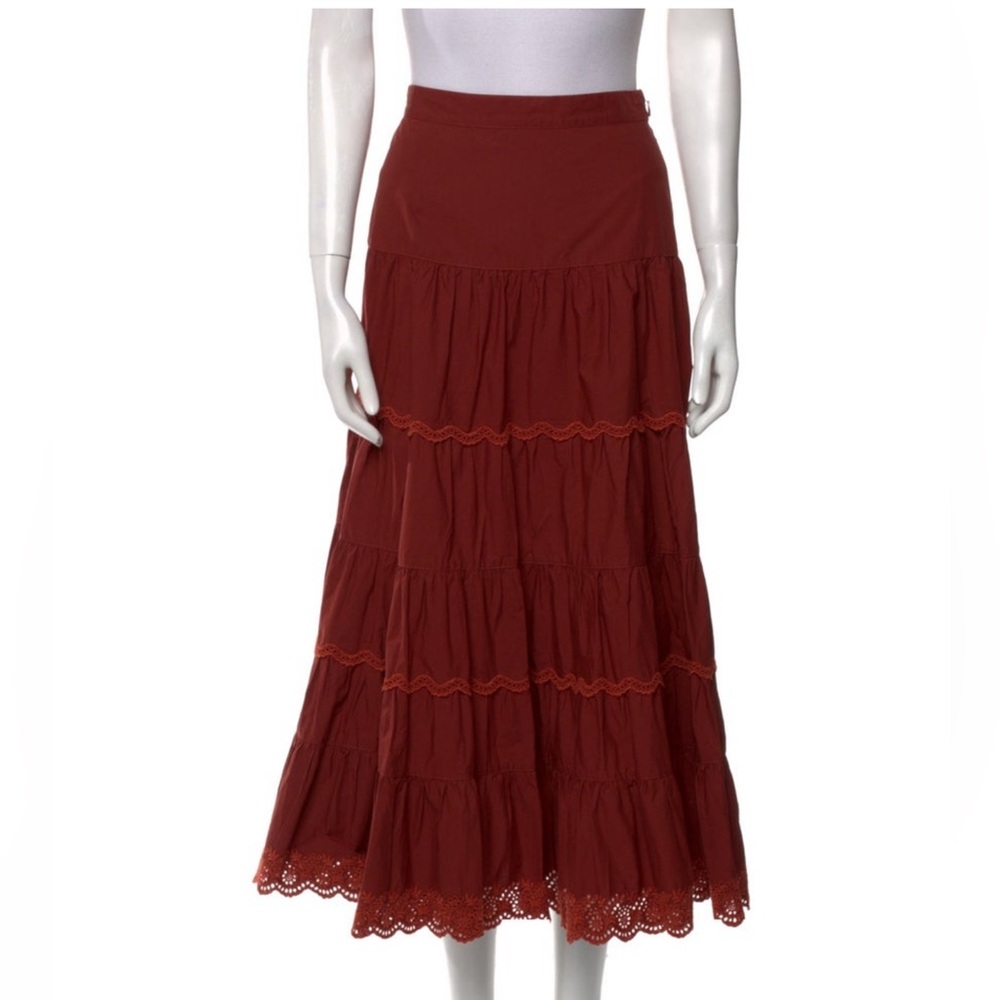 Ulla Johnson Red Tiered Skirt